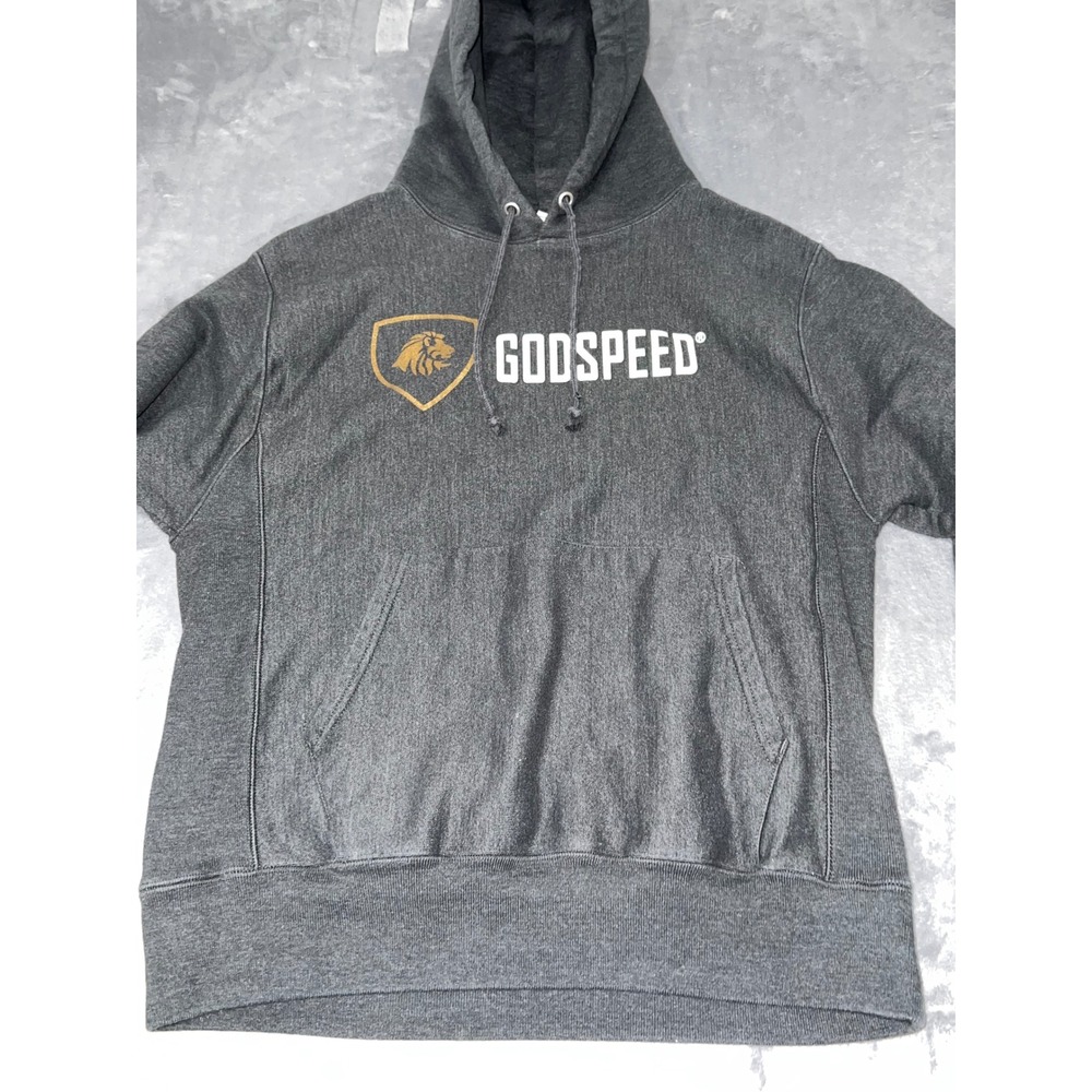 Champion Reverse Weave Godspeed Hoodie Grey Heavyweight Sweatshirt Medium 0218